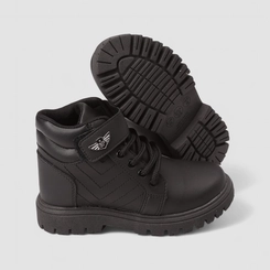 Bota Coturno Infantil Vertus Tira Contato Pespontos Detalhe Metálico Preto
