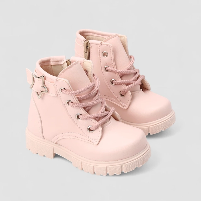 Bota Coturno Bebê Gabrielinha Detalhe Estrela Rosa
