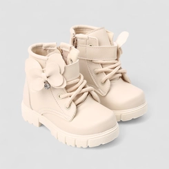 Bota Coturno Bebê Gabrielinha Enfeite Borboleta & Pedraria Off White