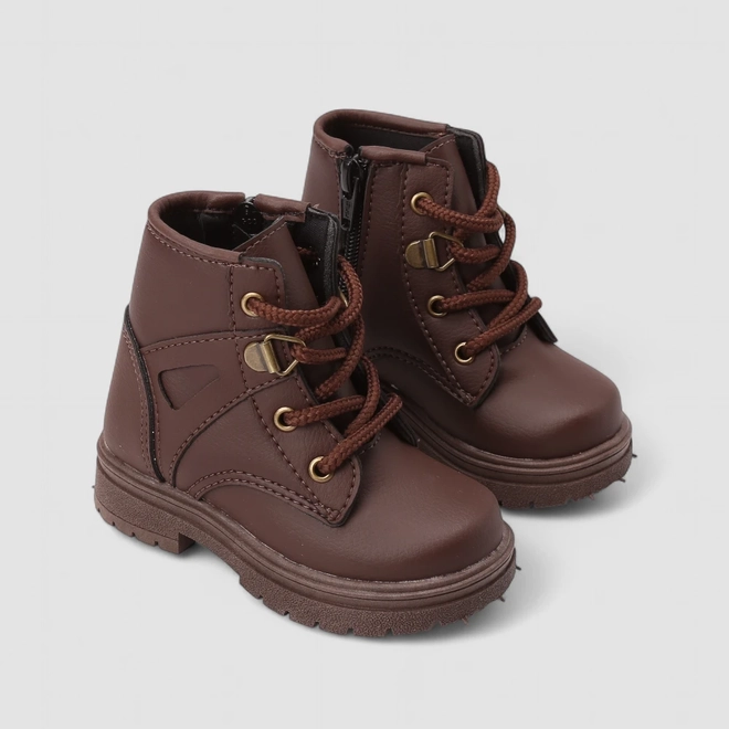Bota Coturno Bebê Vertus Recorte Marrom