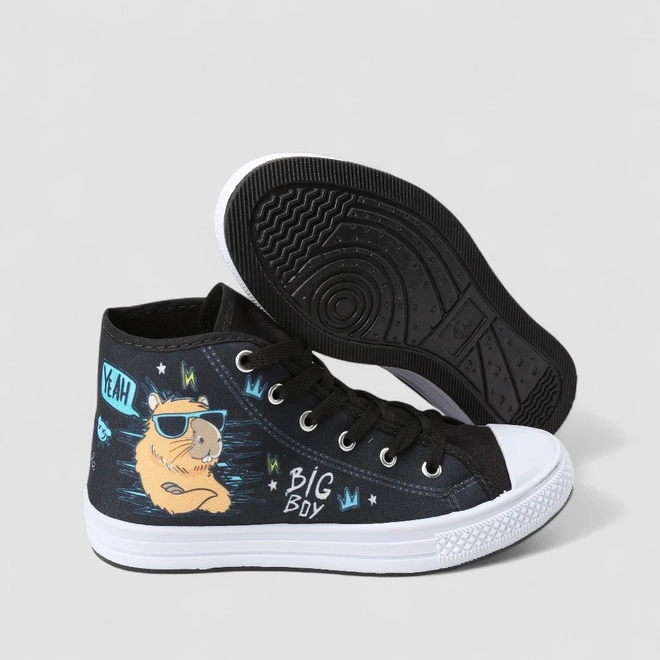 Tênis Casual Feminino Vertus Estampa Capivara Preto