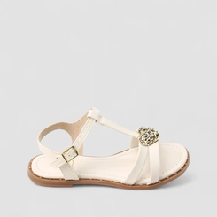 Sandália Infantil Molekinha Coração Metalizado Multitiras Off White