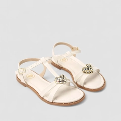 Sandália Infantil Molekinha Coração Metalizado Multitiras Off White