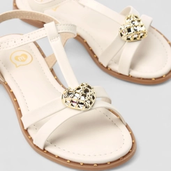 Sandália Infantil Molekinha Coração Metalizado Multitiras Off White