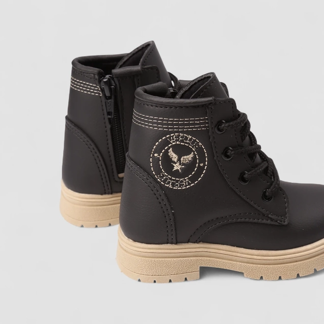 Bota Coturno Bebê Vertus Pespontos Preto