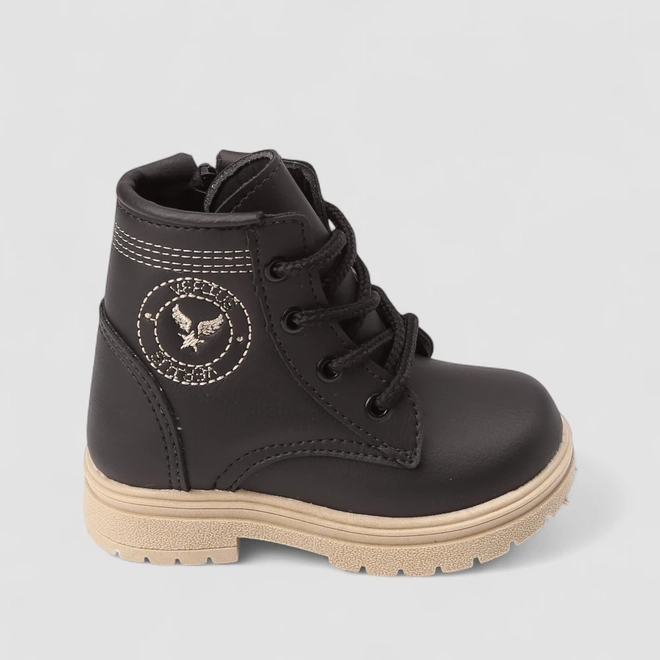 Bota Coturno Bebê Vertus Pespontos Preto