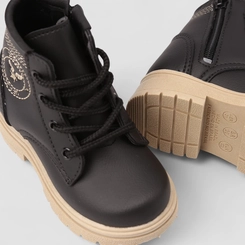 Bota Coturno Bebê Vertus Pespontos Preto