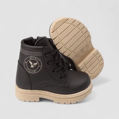 Bota Coturno Bebê Vertus Pespontos Preto