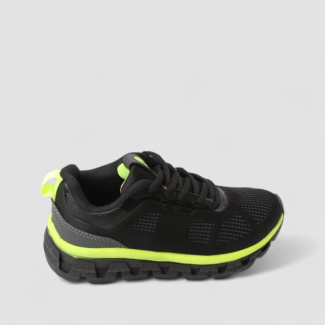 Tênis Esportivo Infantil Vertus Detalhe Neon Preto