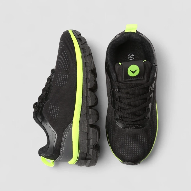 Tênis Esportivo Infantil Vertus Detalhe Neon Preto