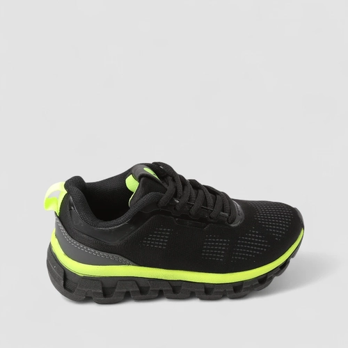 Tênis Esportivo Infantil Vertus Detalhe Neon Preto