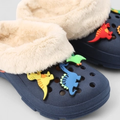 Babuche Infantil Vertus Dinossauros Pelúcia Azul