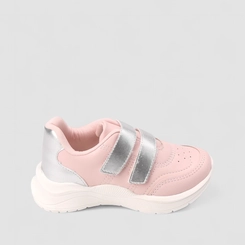 Tênis Casual Infantil Gabrielinha Tira Contato Recorte Metalizado Rosa