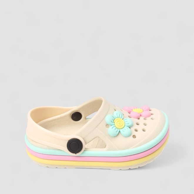 Babuche Bebê Gabrielinha Com Flores Off White