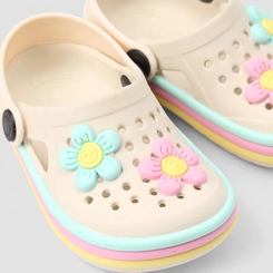 Babuche Bebê Gabrielinha Com Flores Off White