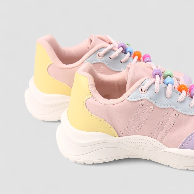 Tênis Casual Gabrielinha Detalhe Recortes Miçangas Rosa