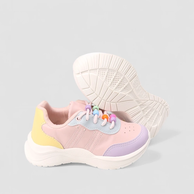 Tênis Casual Gabrielinha Detalhe Recortes Miçangas Rosa