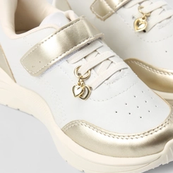 Tênis Casual Infantil Gabrielinha Coração Dourado Branco
