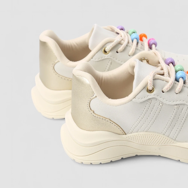Tênis Casual Infantil Gabrielinha Com Contas Coloridas Branco