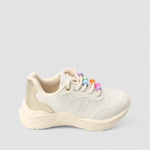 Tênis Casual Infantil Gabrielinha Com Contas Coloridas Branco