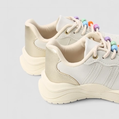 Tênis Casual Infantil Gabrielinha Com Contas Coloridas Branco