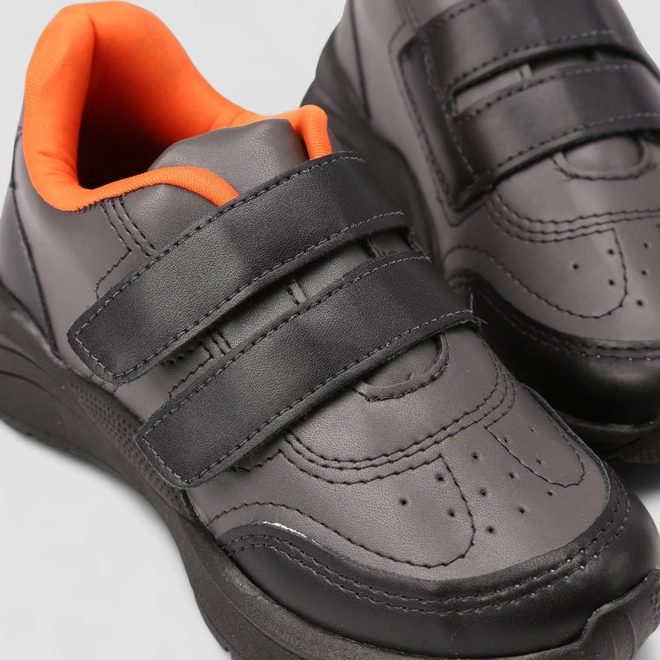 Tênis Casual Infantil Vertus Fecho Por Contato Cinza & Preto