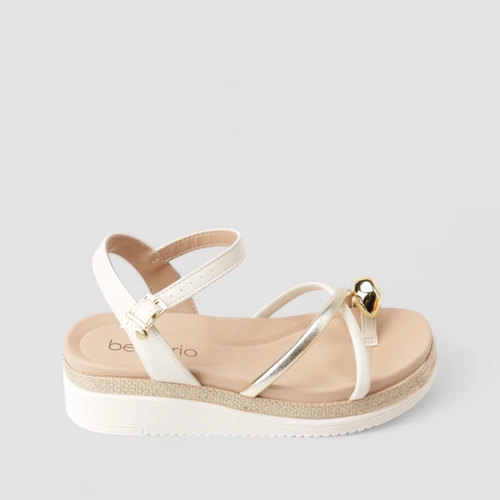 Sandália Feminina Beira Rio Plataforma Multitiras Bold Off White