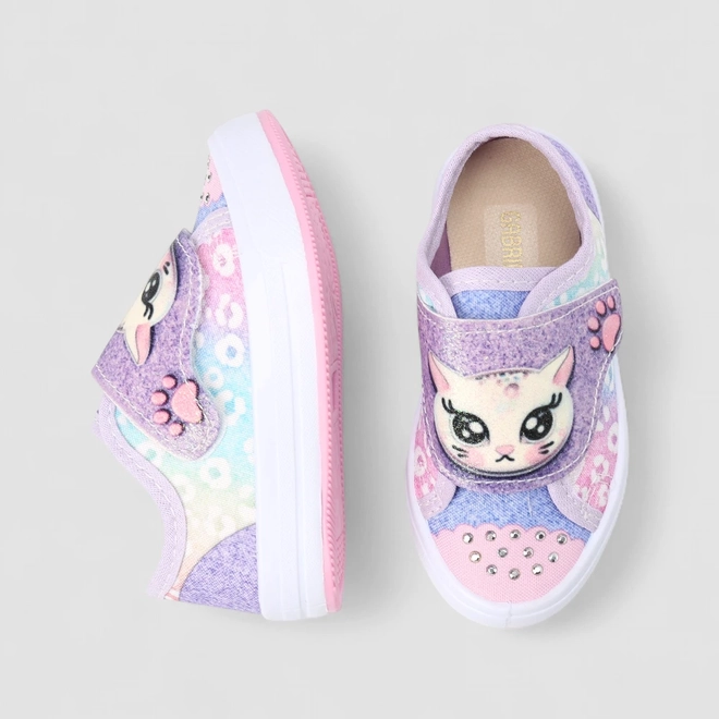 Tênis Casual Infantil Gabrielinha Glitter Gatinho Multicolorido