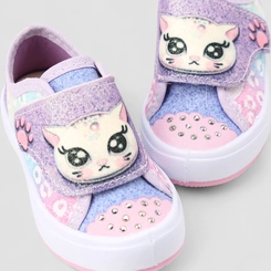 Tênis Casual Infantil Gabrielinha Glitter Gatinho Multicolorido