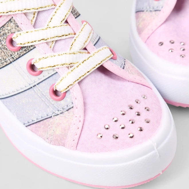 Tênis Casual Infantil Gabrielinha Glitter Corações Rosa