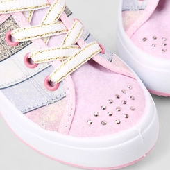 Tênis Casual Infantil Gabrielinha Glitter Corações Rosa