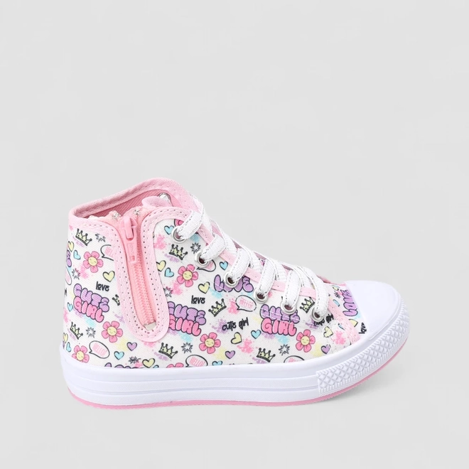 Tênis Casual Infantil Gabrielinha Com Estampa Rosa