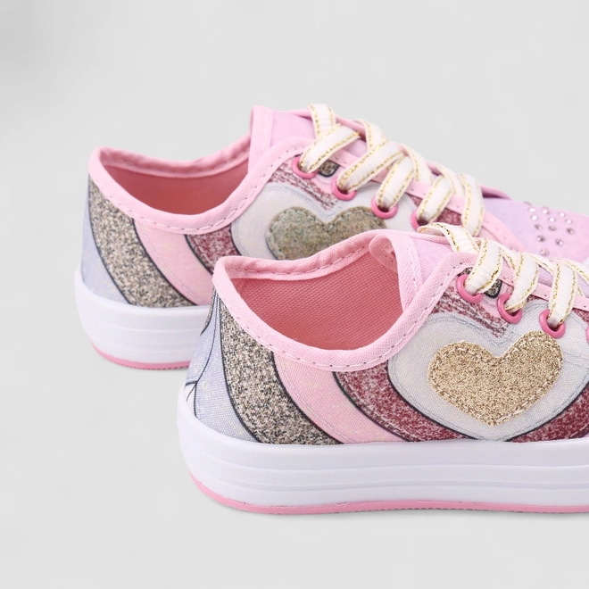 Tênis Casual Infantil Gabrielinha Coração Rosa