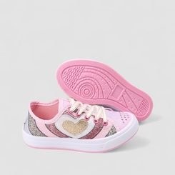 Tênis Casual Infantil Gabrielinha Coração Rosa