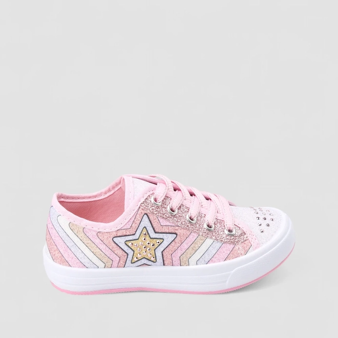 Tênis Casual Infantil Gabrielinha Glitter Strass Rosa
