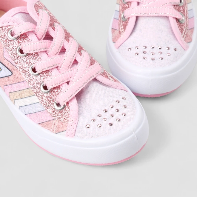 Tênis Casual Infantil Gabrielinha Glitter Strass Rosa
