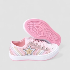 Tênis Casual Infantil Gabrielinha Glitter Strass Rosa