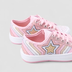 Tênis Casual Infantil Gabrielinha Glitter Strass Rosa