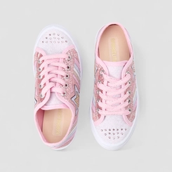 Tênis Casual Infantil Gabrielinha Glitter Strass Rosa
