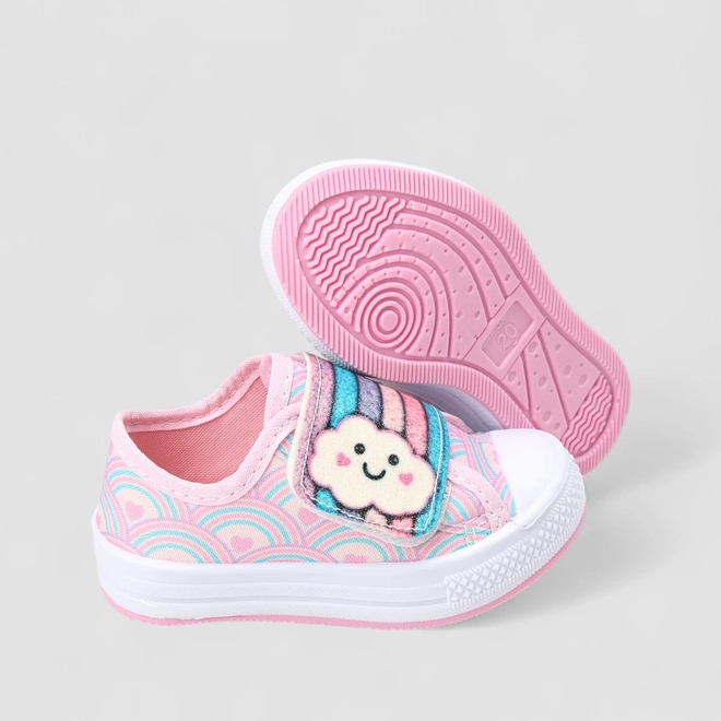 Tênis Casual Infantil Gabrielinha Nuvem Arco-Íris Rosa