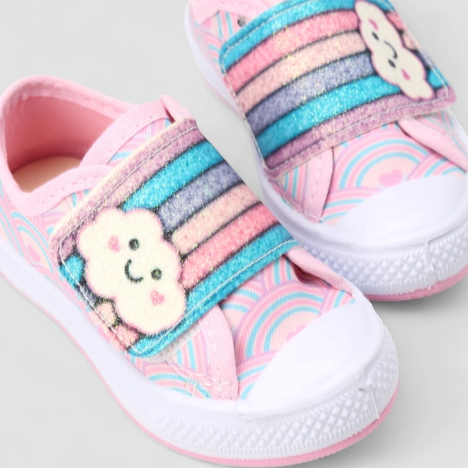 Tênis Casual Infantil Gabrielinha Nuvem Arco-Íris Rosa