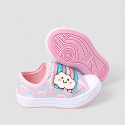 Tênis Casual Infantil Gabrielinha Nuvem Arco-Íris Rosa