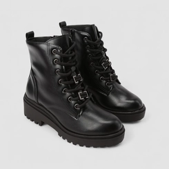 Bota Coturno Feminino Via Marte Cano Médio Detalhe Fivela Preto