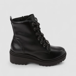 Bota Coturno Feminino Via Marte Cano Médio Detalhe Fivela Preto