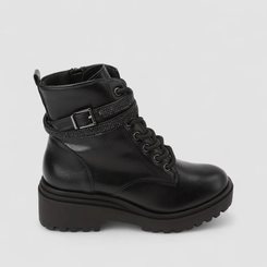 Coturno Feminino Via Marte Detalhe Tiras Strass Preto