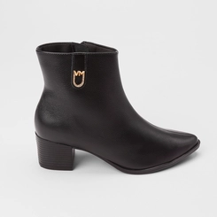 Ankle Boot Feminina Via Marte Salto Bloco Couro Preto
