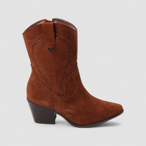 Bota Feminina Via Marte Salto Bloco Western Marrom