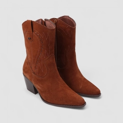 Bota Feminina Via Marte Country Texana Cano Médio Marrom