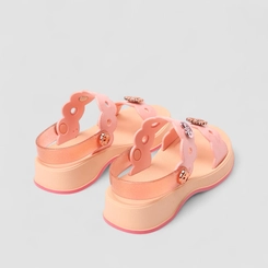 Sandália Infantil Zaxy Glitter Enfeite Flor & Coração Rosa