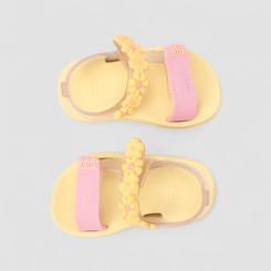 Sandália Infantil Zaxy Floral Glitter Amarela & Rosa